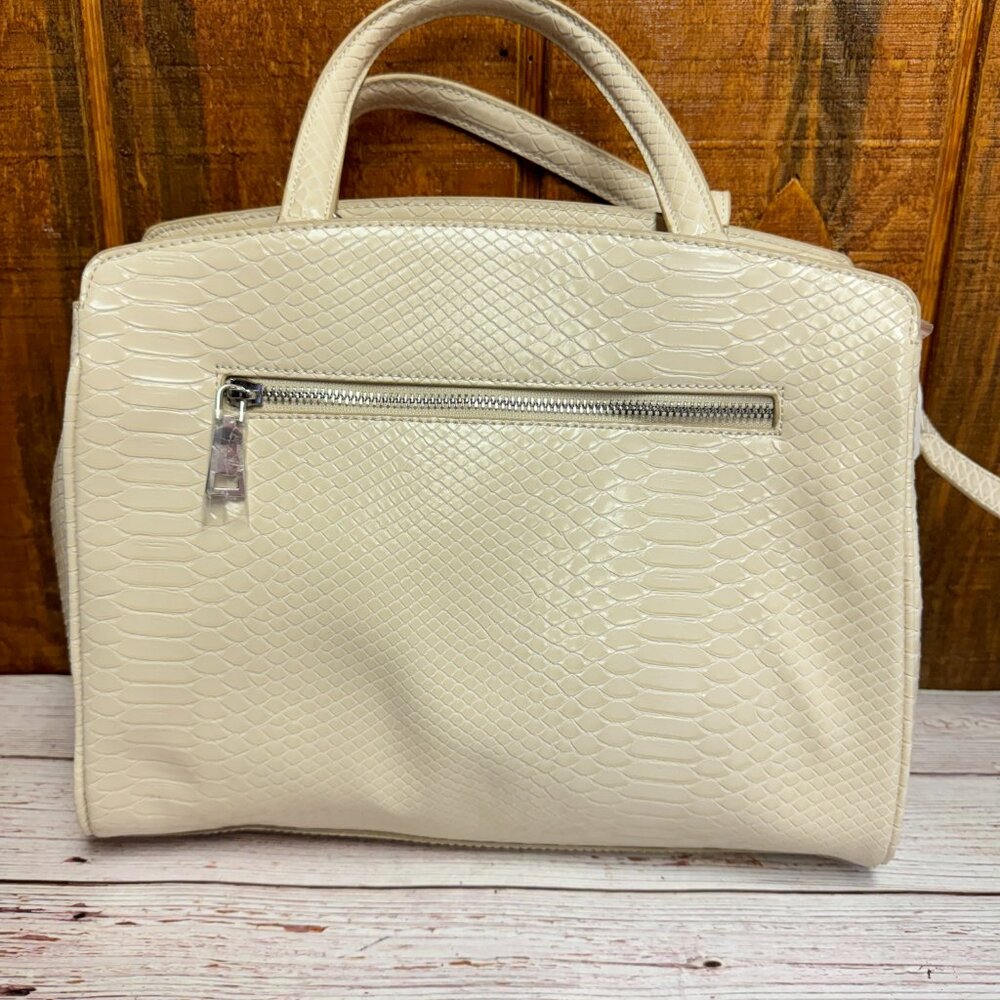 I.N.C. INTERNATIONAL CONCEPTS Emiliee Medium Satchel – Bone Tonal Snake - Picture 2 of 6